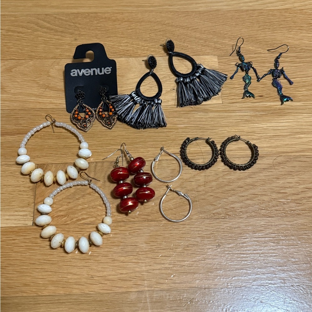 Huge Statement Earring Lot • 7 Pairs Boho, Gothic, & Coastal Styles